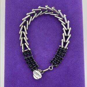 💛 Alex & Ani Vintage 66 Silver and Black Crystal Chevron Bracelet
